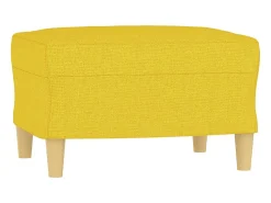 Sofá de 3 plazas con taburete de tela amarillo claro 180 cm
