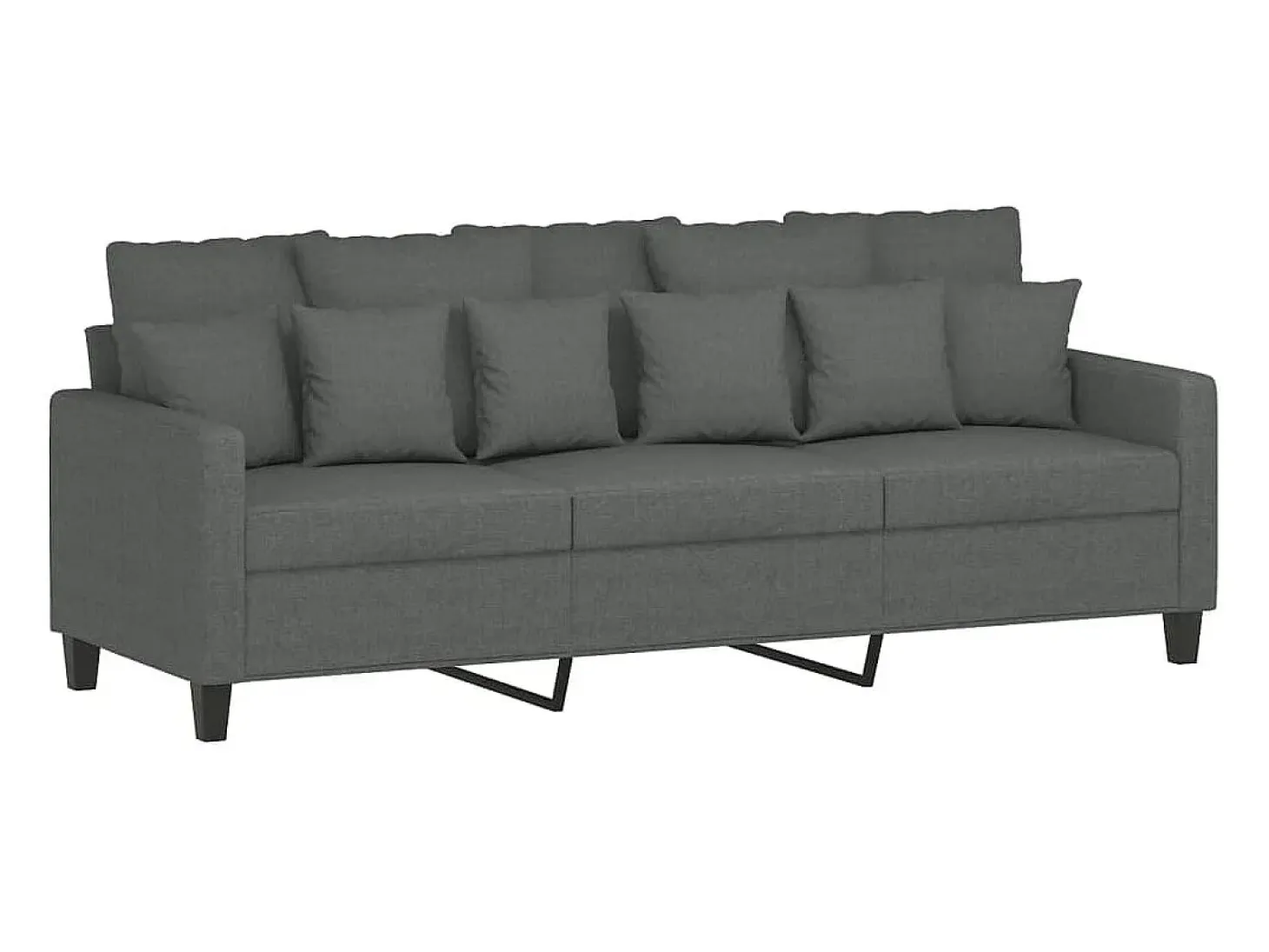 Sofá de 3 plazas con taburete de tela gris oscuro 180 cm