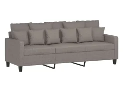 Sofá de 3 plazas con taburete de tela gris taupe 180 cm