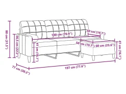 Sofá de 3 plazas con taburete de terciopelo verde oscuro 180 cm