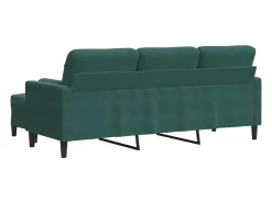 Sofá de 3 plazas con taburete de terciopelo verde oscuro 180 cm