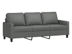 Sofá de 3 plazas con taburete de tela gris oscuro 180 cm