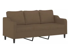 Sofá de 3 plazas con taburete de tela marrón 180 cm