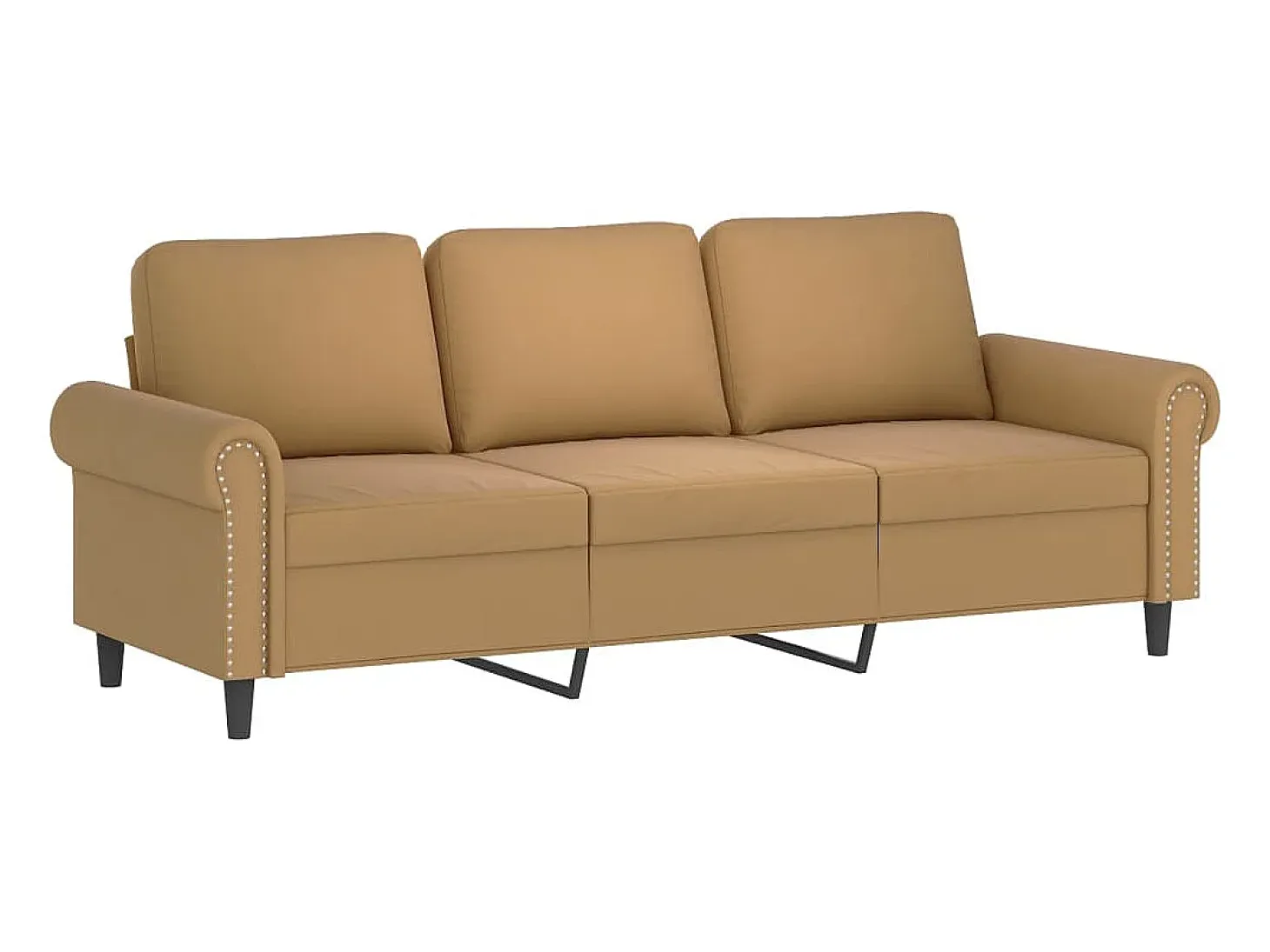 Sofá de 3 plazas con taburete de terciopelo marrón 180 cm