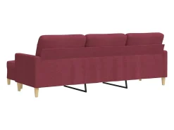 Sofá de 3 plazas con taburete de tela rojo tinto 210 cm