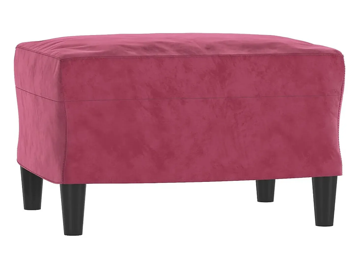 Sofá de 3 plazas con taburete de terciopelo rojo tinto 180 cm