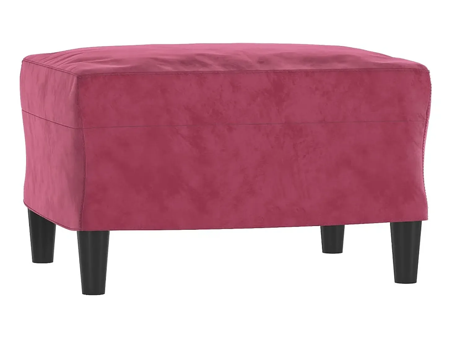 Sofá de 3 plazas con taburete de terciopelo rojo tinto 180 cm