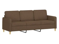 Sofá de 3 plazas con taburete de tela marrón 180 cm
