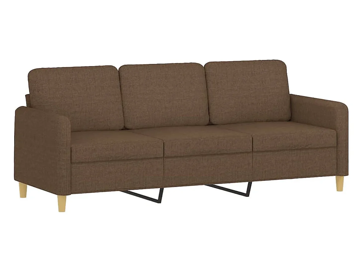 Sofá de 3 plazas con taburete de tela marrón 180 cm