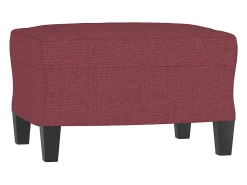 Sofá de 3 plazas con taburete de tela rojo tinto 180 cm