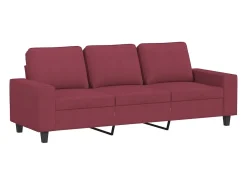 Sofá de 3 plazas con taburete de tela rojo tinto 180 cm