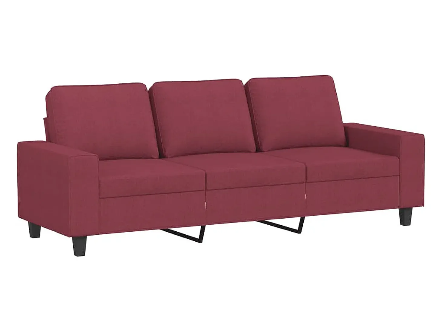 Sofá de 3 plazas con taburete de tela rojo tinto 180 cm