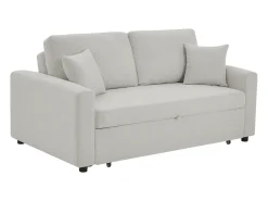 Sofá de 3 plazas convertible de tela color beige INIZOR