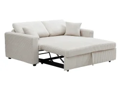 Sofá de 3 plazas convertible en pana beige INIZOR