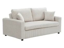Sofá de 3 plazas convertible en pana beige INIZOR