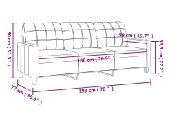 Sofá de 3 plazas de cuero sintético color capuchino 180 cm