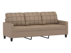 Sofá de 3 plazas de cuero sintético color capuchino 180 cm