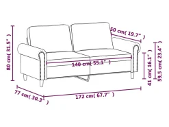 Sofá de 2 plazas de cuero sintético color crema 140 cm