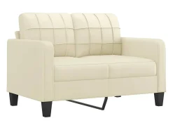 Sofá de 2 plazas de cuero sintético color crema 120 cm