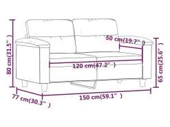 Sofá de 2 plazas de cuero sintético color crema 120 cm