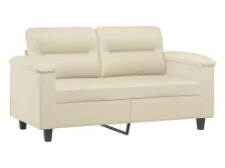Sofá de 2 plazas de cuero sintético color crema 120 cm