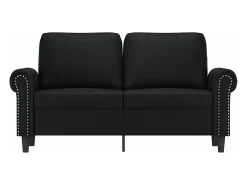 Sofá de 2 plazas de cuero sintético negro 120 cm