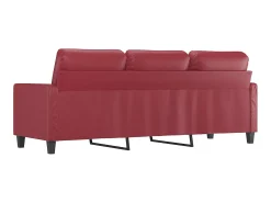Sofá de 3 plazas de cuero sintético rojo vino 180 cm ES85523