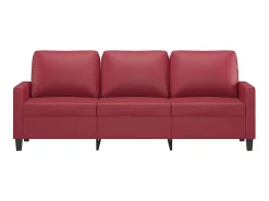 Sofá de 3 plazas de cuero sintético rojo vino 180 cm ES85523
