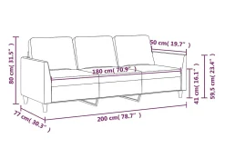 Sofá de 3 plazas de cuero sintético color capuchino 180 cm