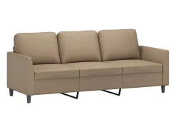 Sofá de 3 plazas de cuero sintético color capuchino 180 cm