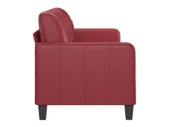 Sofá de 3 plazas de cuero sintético rojo vino 180 cm