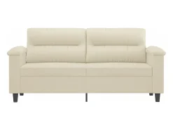 Sofá de 2 plazas de cuero sintético color crema 140 cm PWFG92887