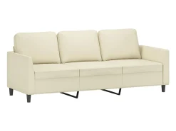 Sofá de 3 plazas de cuero sintético color crema 180 cm