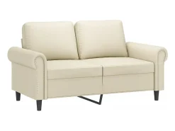 Sofá de 2 plazas de cuero sintético color crema 120 cm