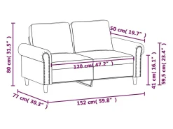 Sofá de 2 plazas de cuero sintético color crema 120 cm
