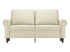 Sofá de 2 plazas de cuero sintético color crema 120 cm