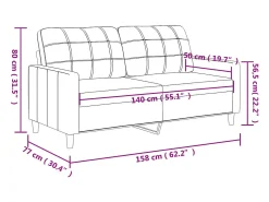 Sofá de 2 plazas de cuero sintético negro 140 cm