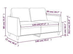 Sofá de 2 plazas de cuero sintético color crema 120 cm