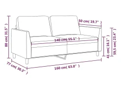 Sofá de 2 plazas de cuero sintético color crema 140 cm