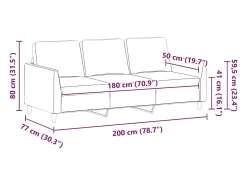 Sofá de 3 plazas de cuero sintético negro 180 cm