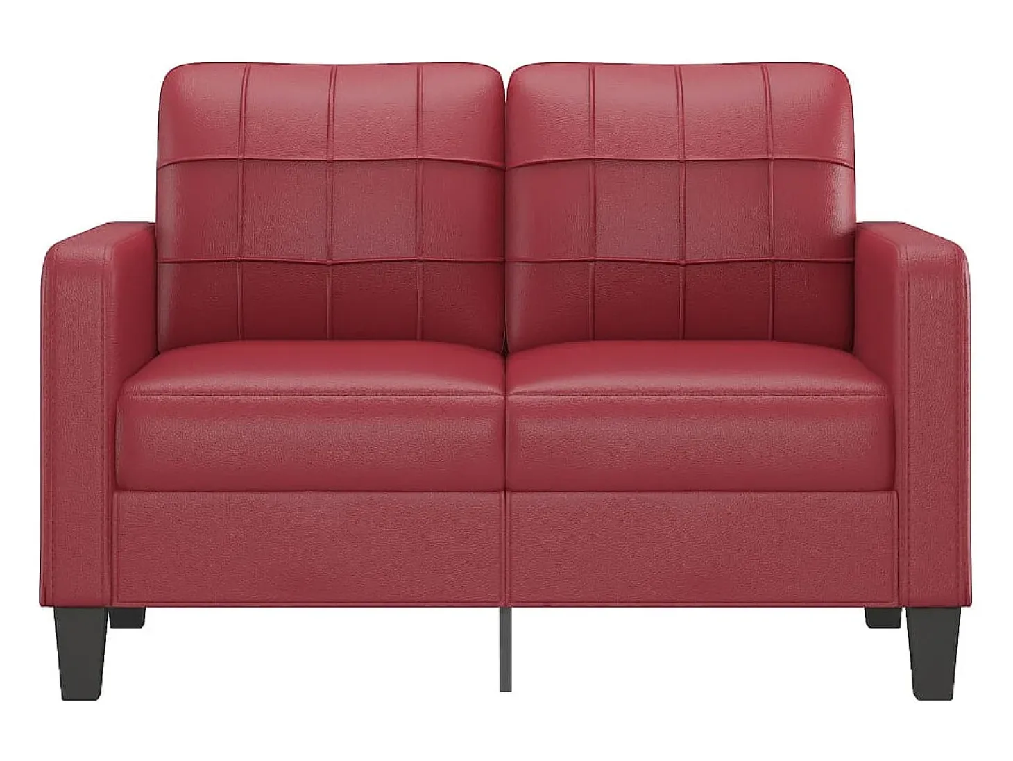 Sofá de 2 plazas de cuero sintético rojo vino 120 cm