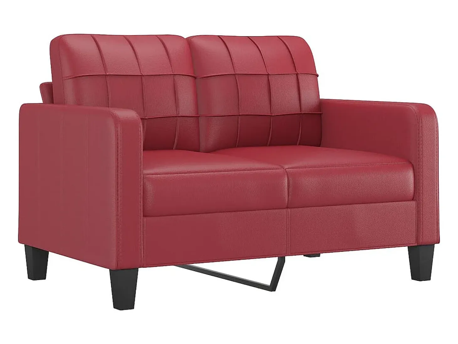 Sofá de 2 plazas de cuero sintético rojo vino 120 cm