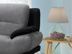 Sofá de 3 plazas de microfibra bicolor gris y negro MUSKO