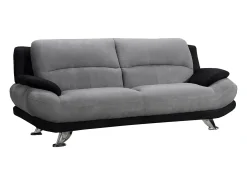 Sofá de 3 plazas de microfibra bicolor gris y negro MUSKO