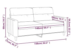Sofá de 2 plazas de tela amarillo claro 140 cm