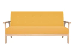 Sofá de 3 plazas de tela amarillo PWFG57331
