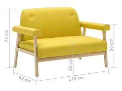 Sofá de 2 plazas de tela amarillo