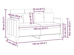 Sofá de 2 plazas de tela amarillo claro 120 cm