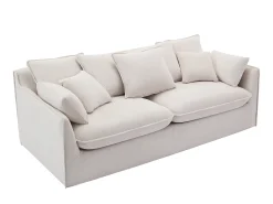 Sofá de 3 plazas de tela beige con cojines adicionales CABORNI