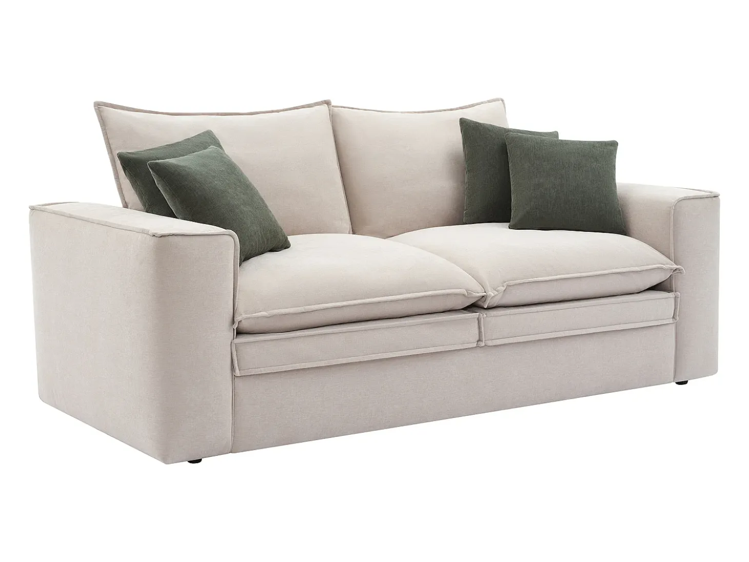 Sofá de 3 plazas de tela color beige desenfundable PORALO